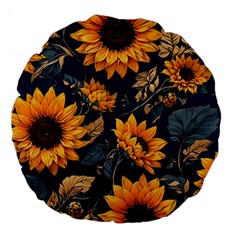 Flower Pattern Spring Large 18  Premium Flano Round Cushions by Bedest