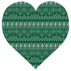 Christmas Knit Digital Wooden Puzzle Heart by Mariart