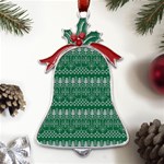 Christmas Knit Digital Metal Holly Leaf Bell Ornament Front