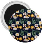 Flower Grey Pattern Floral 3  Magnets Front