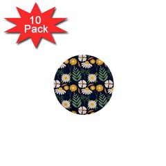 Flower Grey Pattern Floral 1  Mini Buttons (10 Pack)  by Dutashop