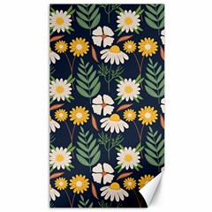 Flower Grey Pattern Floral Canvas 40  X 72  by Dutashop