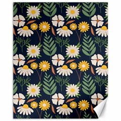 Flower Grey Pattern Floral Canvas 11  X 14  by Dutashop