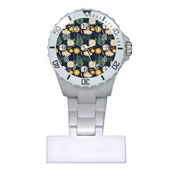 Flower Grey Pattern Floral Plastic Nurses Watch