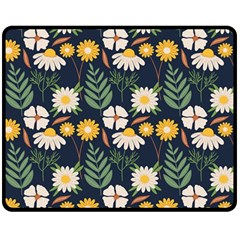 Flower Grey Pattern Floral Two Sides Fleece Blanket (medium) by Dutashop