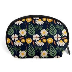 Flower Grey Pattern Floral Accessory Pouch (large) by Dutashop