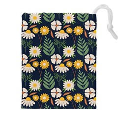 Flower Grey Pattern Floral Drawstring Pouch (4xl) by Dutashop