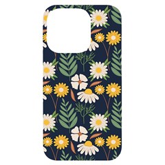 Flower Grey Pattern Floral Iphone 14 Pro Black Uv Print Case by Dutashop