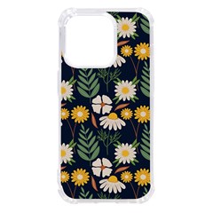 Flower Grey Pattern Floral Iphone 14 Pro Tpu Uv Print Case by Dutashop