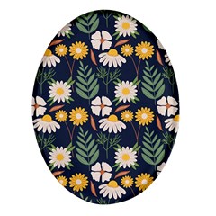 Flower Grey Pattern Floral Oval Glass Fridge Magnet (4 Pack) by Dutashop