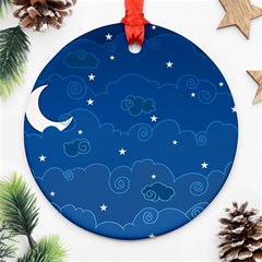 Sky Night Moon Clouds Crescent Ornament (round) by Proyonanggan