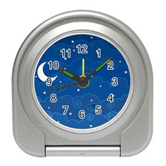 Sky Night Moon Clouds Crescent Travel Alarm Clock by Proyonanggan