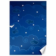 Sky Night Moon Clouds Crescent Canvas 12  X 18  by Proyonanggan