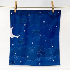 Sky Night Moon Clouds Crescent Face Towel by Proyonanggan