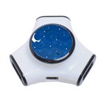 Sky Night Moon Clouds Crescent 3-Port USB Hub Front