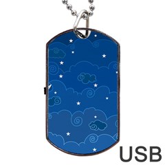 Sky Night Moon Clouds Crescent Dog Tag Usb Flash (one Side) by Proyonanggan