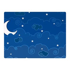 Sky Night Moon Clouds Crescent Two Sides Premium Plush Fleece Blanket (mini)