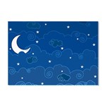 Sky Night Moon Clouds Crescent Crystal Sticker (A4) Front