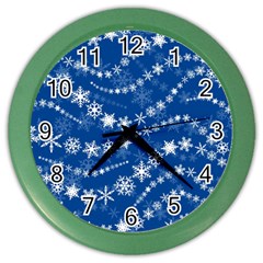 Snowflakes Winter Background Color Wall Clock by Proyonanggan