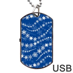 Snowflakes Winter Background Dog Tag Usb Flash (two Sides) by Proyonanggan