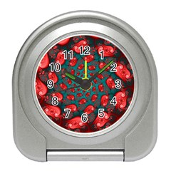 Fractal Red Spiral Abstract Art Travel Alarm Clock by Proyonanggan