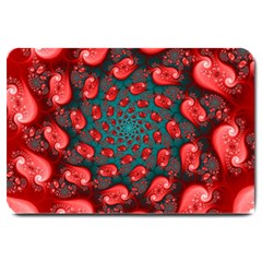 Fractal Red Spiral Abstract Art Large Doormat by Proyonanggan