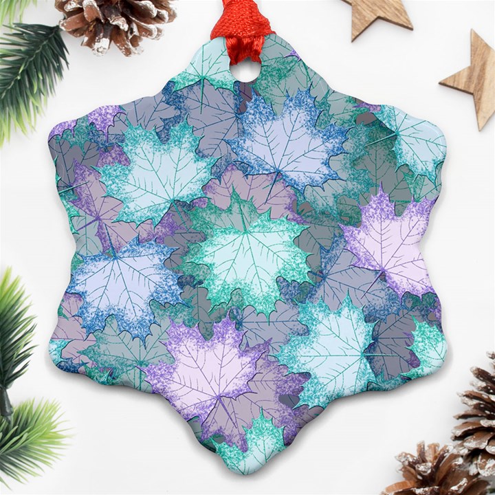 Leaves Glitter Background Winter Ornament (Snowflake)