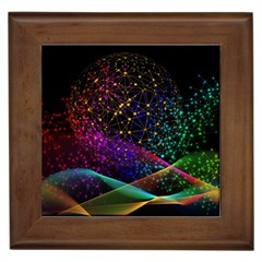 Particles Waves Line Multicoloured Framed Tile by Proyonanggan