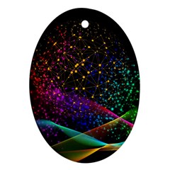 Particles Waves Line Multicoloured Ornament (oval)