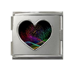 Particles Waves Line Multicoloured Mega Link Heart Italian Charm (18mm) by Proyonanggan