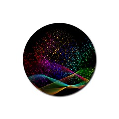 Particles Waves Line Multicoloured Rubber Round Coaster (4 Pack) by Proyonanggan