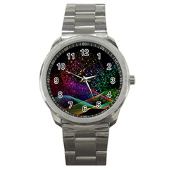 Particles Waves Line Multicoloured Sport Metal Watch by Proyonanggan