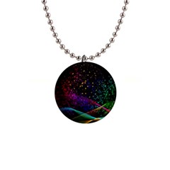 Particles Waves Line Multicoloured 1  Button Necklace by Proyonanggan