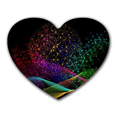 Particles Waves Line Multicoloured Heart Mousepad by Proyonanggan