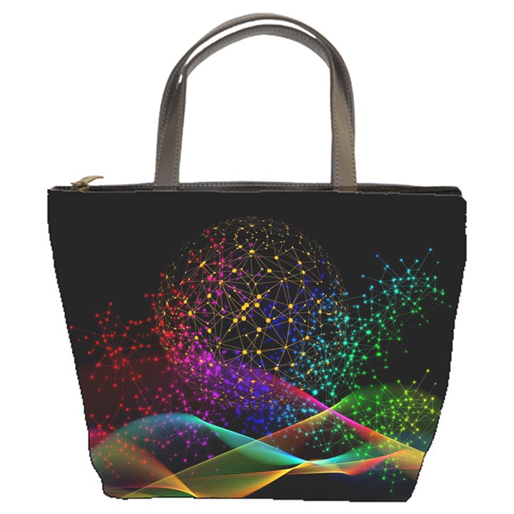 Particles Waves Line Multicoloured Bucket Bag