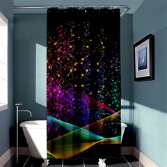 Particles Waves Line Multicoloured Shower Curtain 36  X 72  (stall)  by Proyonanggan