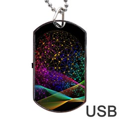 Particles Waves Line Multicoloured Dog Tag Usb Flash (two Sides) by Proyonanggan