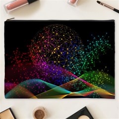 Particles Waves Line Multicoloured Cosmetic Bag (xxxl) by Proyonanggan