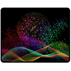 Particles Waves Line Multicoloured Two Sides Fleece Blanket (medium) by Proyonanggan