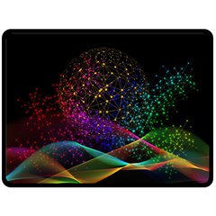 Particles Waves Line Multicoloured Two Sides Fleece Blanket (large) by Proyonanggan