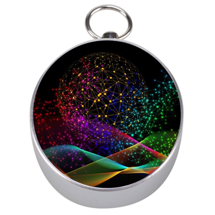 Particles Waves Line Multicoloured Silver Compasses