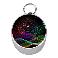 Particles Waves Line Multicoloured Mini Silver Compasses