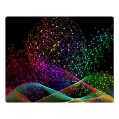 Particles Waves Line Multicoloured Two Sides Premium Plush Fleece Blanket (large) by Proyonanggan