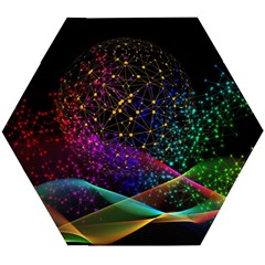 Particles Waves Line Multicoloured Wooden Puzzle Hexagon