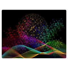 Particles Waves Line Multicoloured Premium Plush Fleece Blanket (extra Small) by Proyonanggan