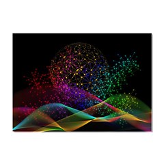 Particles Waves Line Multicoloured Crystal Sticker (a4)