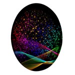 Particles Waves Line Multicoloured Oval Glass Fridge Magnet (4 pack) Front