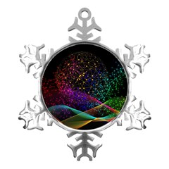 Particles Waves Line Multicoloured Metal Small Snowflake Ornament by Proyonanggan