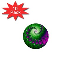 Fractal Spiral Purple Art Green Art 1  Mini Buttons (10 Pack)  by Proyonanggan