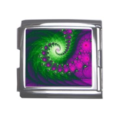 Fractal Spiral Purple Art Green Art Mega Link Italian Charm (18mm) by Proyonanggan